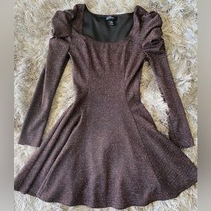 AQUA from Bloomingdale’s Fit and Flare Mini Long Sleeve Dress Size Small